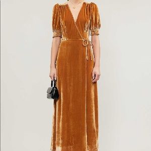 Gold peony maxi dress size L Reformation